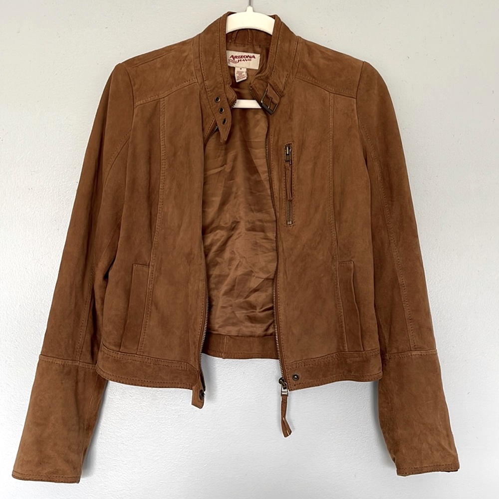 Genuine suede brown leather jacket